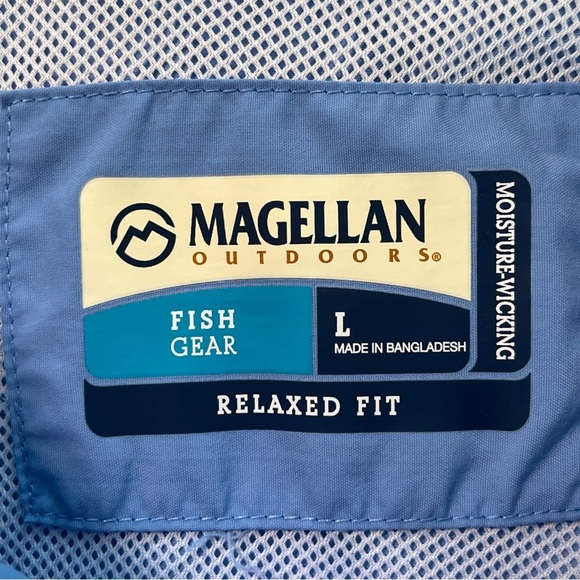 Magellan Shirt Mens Large Blue Short Sleeve Fish Gear Outdoors Back Vent pockets - Picture 3 of 6